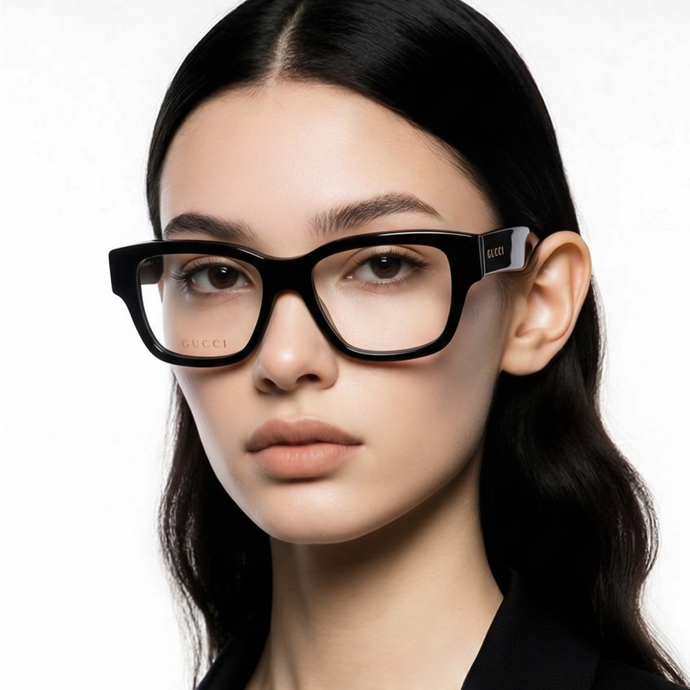 New - GUCCI GG1428O 001 square Gucci optical comes in a shiny black frame